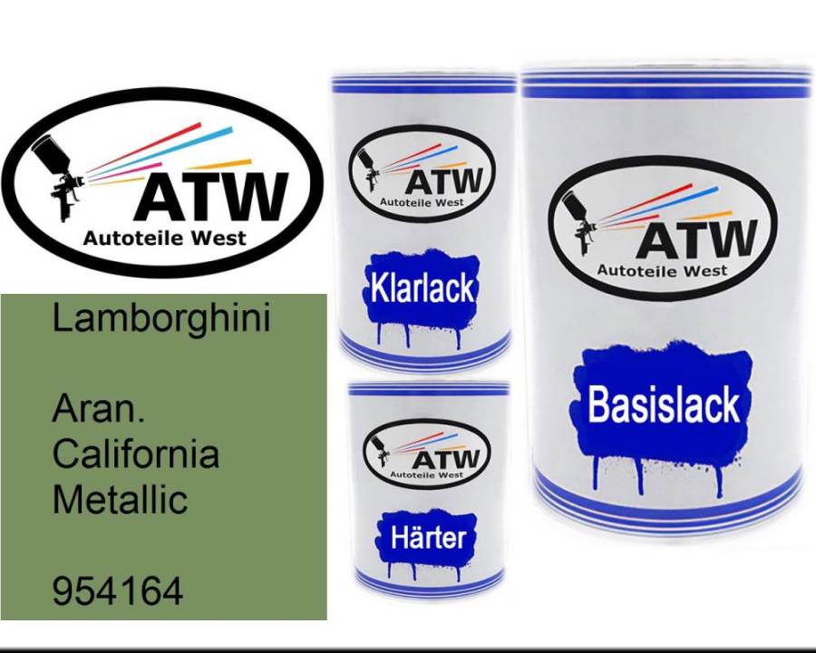 Lamborghini, Aran. California Metallic, 954164: 500ml Lackdose + 500ml Klarlack + 250ml Härter - Set, von ATW Autoteile West.